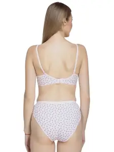Aamarsh Pack Of 3 Printed Lightly Padded Cotton Bra With Briefs