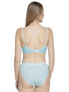 Aamarsh Pack Of 2 Printed Lightly Padded Cotton Bra With Briefs