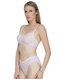 Aamarsh Printed Lightly Padded Cotton Bra With Briefs