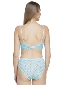 Aamarsh Pack Of 2 Printed Lightly Padded Cotton Bra With Briefs