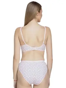 Aamarsh Pack Of 2 Printed Lightly Padded Cotton Bra With Briefs