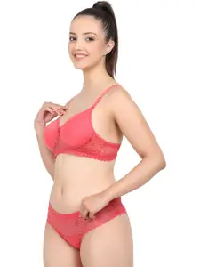 PIBU Lightly Padded Cotton Bra Panty Lingerie Set