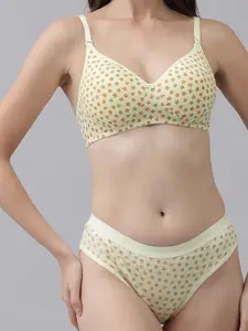 AROUSY Conversational Printed Cotton Bra With Brief