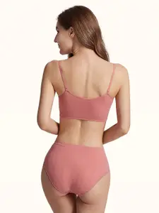 Aamarsh  Pack Of 3 Mid-Rise Cotton Non Padded Bra & Mid-Rise Brief