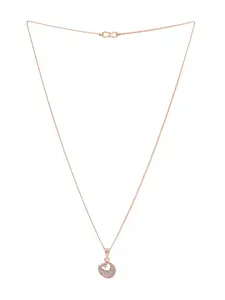 Priyaasi Rose Gold Plated AD-Studded Pendant With Chain