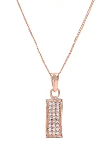 Priyaasi Rose Gold Plated AD-Studded Pendant With Chain