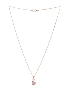 Priyaasi Rose Gold Plated AD-Studded Pendant With Chain