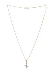 Priyaasi Rose Gold Plated AD-Studded Pendant With Chain