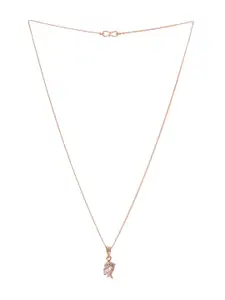 Priyaasi Rose Gold Plated AD-Studded Pendant With Chain