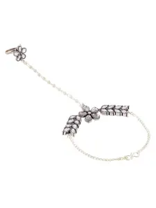 TEEJH Oxidised Silver-Plated Ring Bracelet