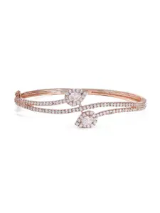 Priyaasi Women Brass Rose Gold-Plated American Diamond Bangle-Style Bracelet