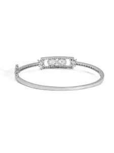 Priyaasi Women Silver-Plated American Diamond Bangle-Style Bracelet
