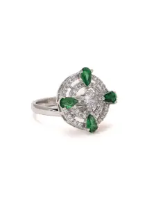 Priyaasi Silver-Plated AD-Studded Finger Ring