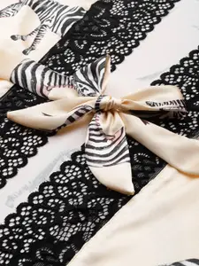 Ms.Lingies Conversational Printed Satin Nightdress with Robe