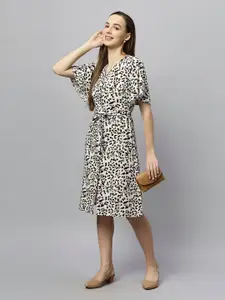 DressBerry Animal Print Long Sleeves Shirt Dress