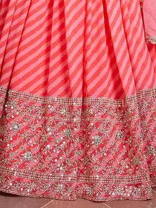 FABPIXEL Peach-Coloured Embellished Sequinned Semi-Stitched Lehenga & Unstitched Blouse With Dupatta