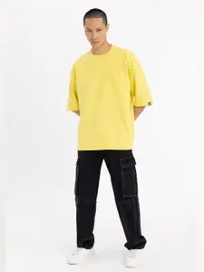 DeFacto Round Neck Drop-Shoulder Sleeves Cotton Pockets Casual T-shirt