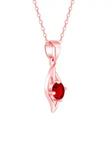 GIVA 925 Sterling Silver Rose Gold-Plated CZ Studded Pendant With Chain