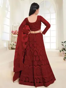 BAESD Girls Embroidered Thread Work Semi-Stitched Lehenga & Unstitched Blouse With Dupatta