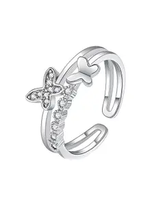 KARISHMA KREATIONS Silver-Plated CZ-Studded Adjustable Finger Rings