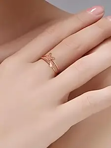 KARISHMA KREATIONS Rose Gold-Plated CZ-Studded Adjustable Finger Rings