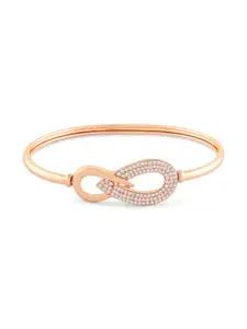 Zaveri Pearls Brass Cubic Zirconia Rose Gold-Plated Kada Bracelet
