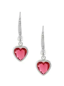Zaveri Pearls Silver-Plated Heart Shaped Drop Earrings