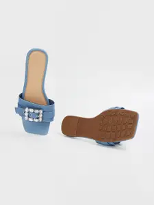 Ginger by Lifestyle Embellished Buckles One Toe Flats