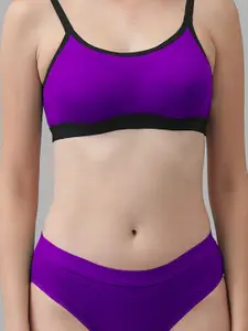 Aamarsh Pack Of 2 Non Padded Cotton Bra With Bikini Brief