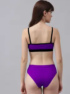 Aamarsh Pack Of 3 Cotton Mid-Rise Briefs & Non Padded Bra