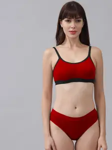 Aamarsh Pack Of 3 Non Padded Cotton Bra With Bikini Brief