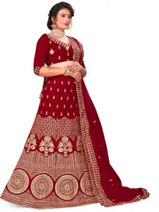 MANVAA Embroidered Thread Work Semi-Stitched Lehenga & Unstitched Blouse With Dupatta