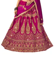 MANVAA Embroidered Velvet Semi-Stitched Lehenga & Unstitched Blouse With Dupatta