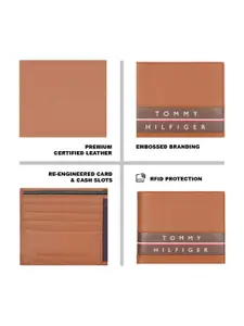 Tommy Hilfiger Brand Logo Printed RFID Leather Two Fold Wallet