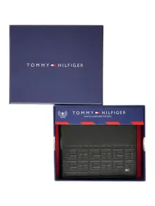 Tommy Hilfiger Men Abstract Textured Leather Two Fold Wallet