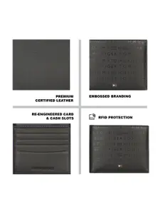 Tommy Hilfiger Men Typography Printed Leather Two Fold Wallet