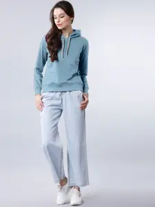 BAESD Hooded Ribbed Pullover Cotton Sweatshirt