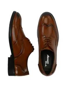 Azzaro Black Men Textured Round Toe Formal Brogues Shoes