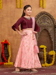 Aarika Girls Embroidered Thread Work Ready to Wear Lehenga & Blouse With Dupatta