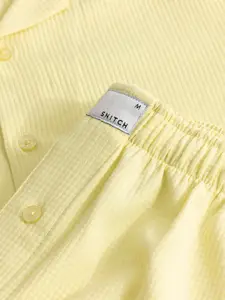 Snitch Yellow Self Design Shirt With Shorts