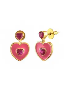 Voylla Gold Plated Heart Shaped Drop Earrings