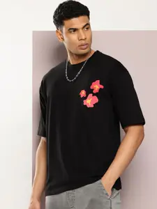 Kook N Keech Pure Cotton Graphic Printed Oversized Drop-Shoulder Sleeves T-shirt