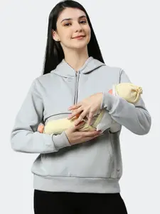 True Shape Round Neck Long Sleeves Maternity Hooded Sweatshirt