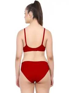 AROUSY Pack Of 2 Cotton Lightly Padded Bra & Mid-Rise Briefs