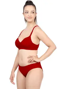 AROUSY Cotton Bra Panty Lingerie Set