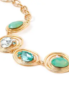 Accessorize London Women's Green Encircled Gem Collar Necklace
