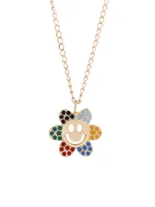 VIRAASI Gold-Plated Stone-Studded Pendant With Chain