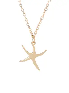 VIRAASI Gold-Plated Textured Pendant With Chain