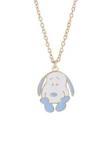 VIRAASI Gold Plated Textured Pendant With Chain