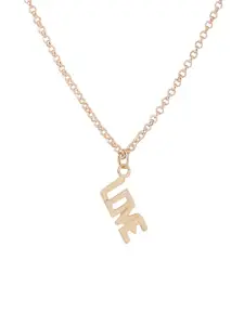 VIRAASI Gold-Plated Textured Pendant With Chain